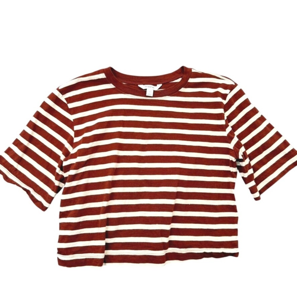 Maeve Corey Striped Tee Women M Cotton Coastal Boxy Nautical Preppy Boho
